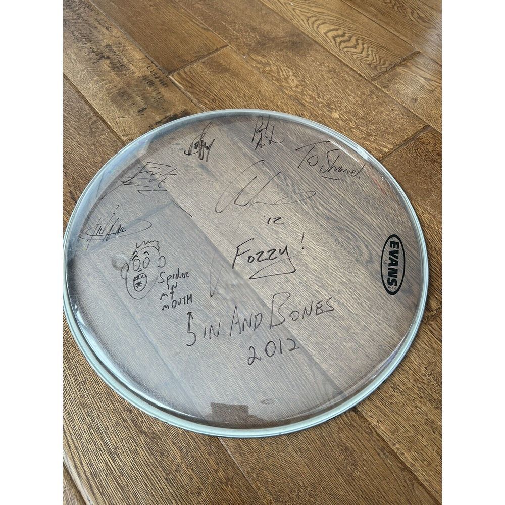 FOZZY SIGNED 16" EvansDRUMHEAD! COMPLETE BAND 6 AUTOGRAPHED! CHRIS JERICHO * WWF
